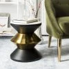 Azizi Stone Top Side Table In White Stone/Black/Gold - Safavieh ACC3202A -Safavieh Homeware 187 ACC3202A ROOM