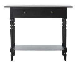 Rosemary 2 Drawer Console In Distressed Black - Safavieh AMH5705B