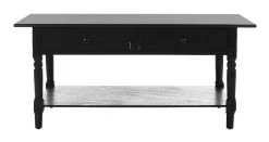 Boris 2 Drawer Coffee Table In Distressed Black - Safavieh AMH5706B