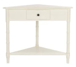 Gomez Corner Table W/ Storage Drawer In Distressed Cream - Safavieh AMH5709C