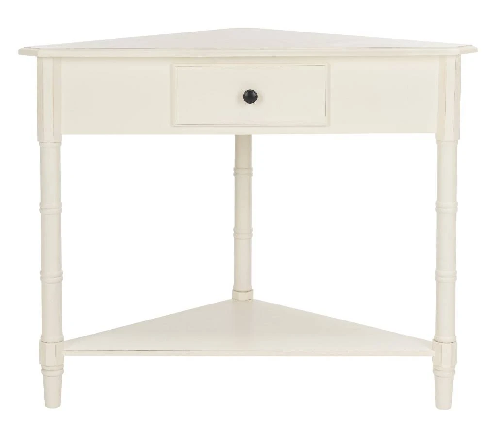 Gomez Corner Table W/ Storage Drawer In Distressed Cream - Safavieh AMH5709C 3 Gomez Corner Table W/ Storage Drawer In Distressed Cream - Safavieh AMH5709C