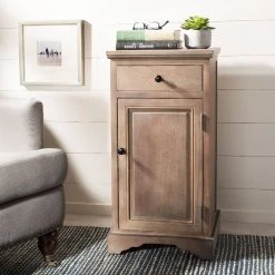 Jett Storage Cabinet In Washed Natural Pine - Safavieh AMH5722B