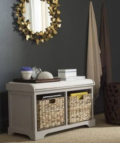 Freddy Wicker Storage Bench In Vintage Grey - Safavieh AMH5736F