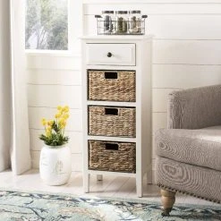 Michaela Drawer Side Table In Distressed White - Safavieh AMH5744B