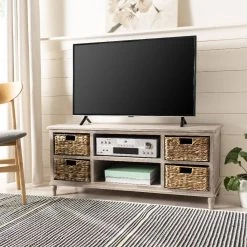 Rooney Entertainment Unit In Vintage White - Safavieh AMH5745E -Safavieh Homeware 187 AMH5745E ROOM 1