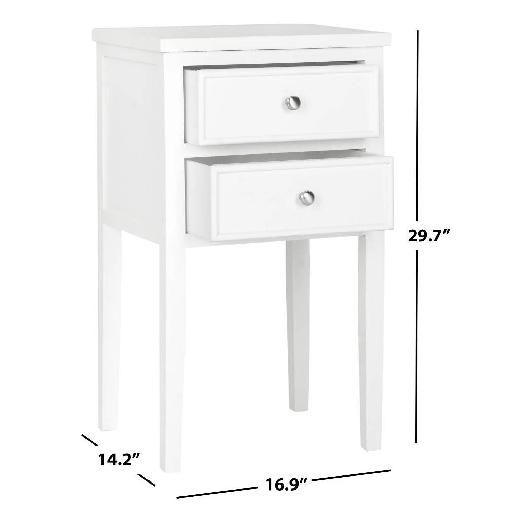 Toby Nightstand W/ Storage Drawers In White - Safavieh AMH6625E 3 Toby Nightstand W/ Storage Drawers In White - Safavieh AMH6625E