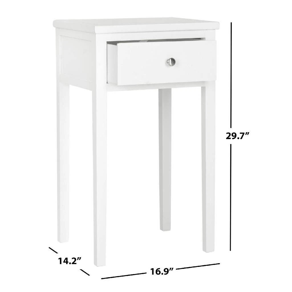 Abel Nightstand W/ Storage Drawer In White - Safavieh AMH6626E 4 Abel Nightstand W/ Storage Drawer In White - Safavieh AMH6626E - Image 2
