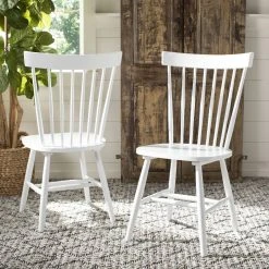 Parker 17''H Spindle Dining Chair In White (Set Of 2) - Safavieh AMH8500A-SET2