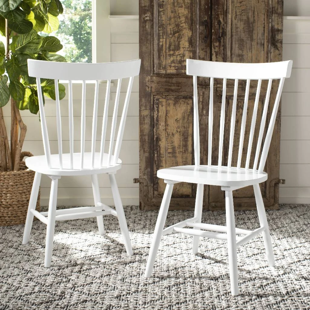 Parker 17''H Spindle Dining Chair In White (Set Of 2) - Safavieh AMH8500A-SET2