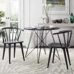 Blanchard 18''H Curved Spindle Side Chair In Grey (Set Of 2) - Safavieh AMH8512C-SET2