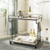 Dawson 2 Tier Rectangle Bar Cart In Rustic Oak/Gun Metal - Safavieh BCT6200A -Safavieh Homeware 187 BCT6200A ROOM