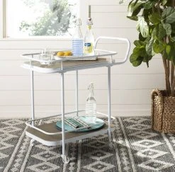 Gaia 2 Tier Rectangle Bar Cart In Rustic Oak/White - Safavieh BCT6201A