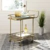 Gaia 2 Tier Rectangle Bar Cart In Rustic Oak/Gold - Safavieh BCT6201B