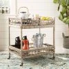 Ambrose 2 Tier Rattan Bar Cart In Grey Wash/Antique Brass - Safavieh BCT6500A -Safavieh Homeware 187 BCT6500A ROOM
