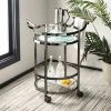 Sienna 2 Tier Round Bar Cart In Gun Metal - Safavieh BCT8001A -Safavieh Homeware 187 BCT8001A ROOM
