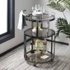 Rio 3 Tier Round Bar Cart & Wine Rack In Gun Metal/Tinted Glass - Safavieh BCT8002B -Safavieh Homeware 187 BCT8002B ROOM