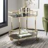 Silva 2 Tier Octagon Bar Cart In Brass/Tinted Glass - Safavieh BCT8004C