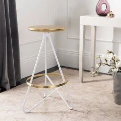 Galexia Bar Stool In White/Gold Top - Safavieh BST3200C