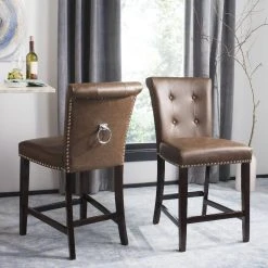 Taylor Counter Stool In Brown (Set Of 2) - Safavieh BST6301D-SET2