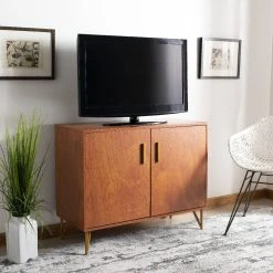 Pine 2 Door Modular TV Unit In Natural/Gold - Safavieh CHS2200A