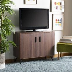 Pine 2 Door Modular TV Unit In Dark Oak/Black - Safavieh CHS2200C
