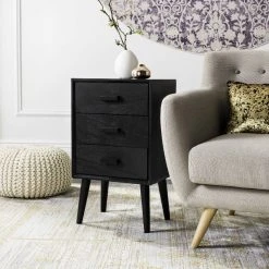 Pomona 3 Drawer Chest In Black - Safavieh CHS5700D