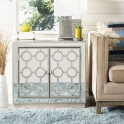 Kaia 2 Door Chest In Champagne/Nickel/Mirror - Safavieh CHS6404A