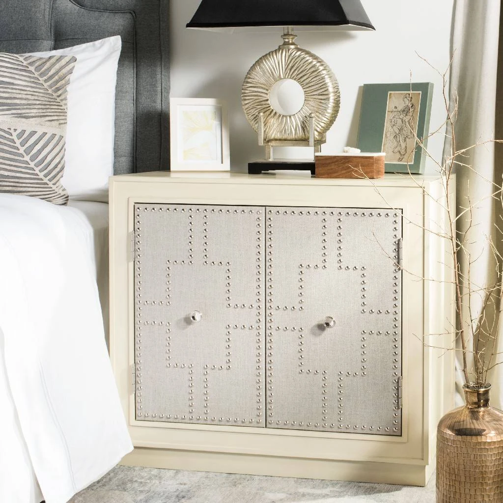 Azuli 2 Door Chest In Antique Beige/Nickel/Mirror - Safavieh CHS6406B 3 Azuli 2 Door Chest In Antique Beige/Nickel/Mirror - Safavieh CHS6406B