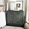 Erin 2 Door Chest In Steel Teal Linen/Gold/Mirror - Safavieh CHS6408C