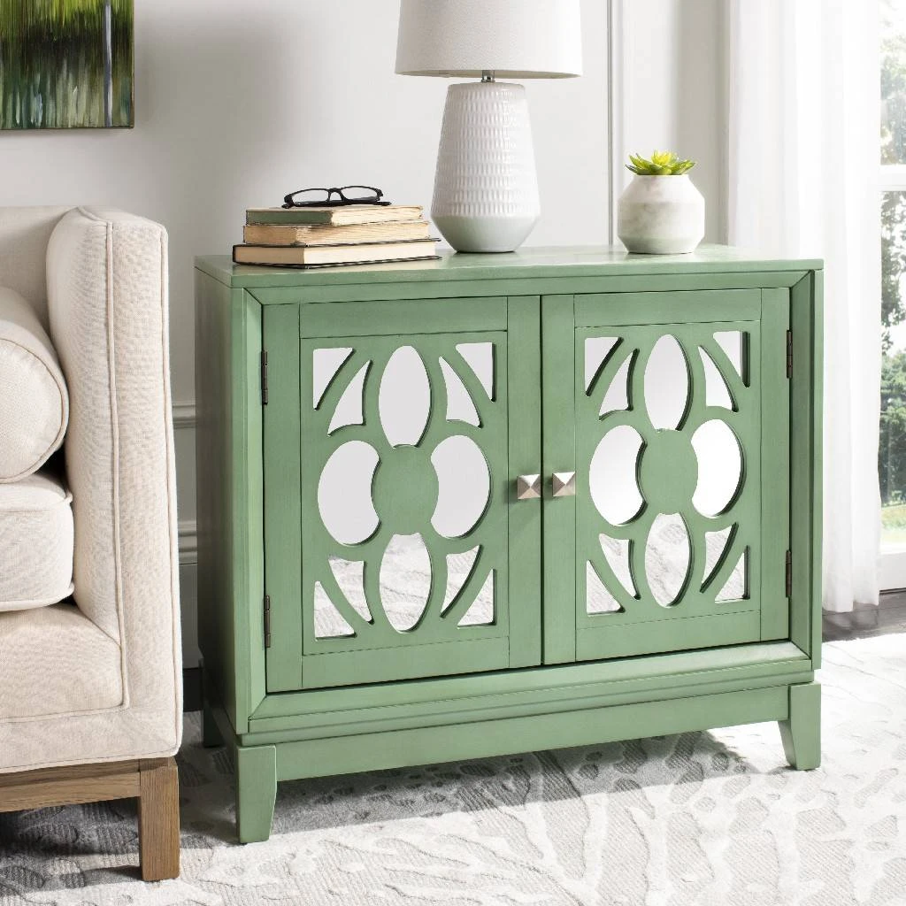 Shannon 2 Door Chest In Turquoise/Mirror - Safavieh CHS9203C
