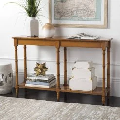 Noam Coastal Bamboo Console Table In Brown - Safavieh CNS3500B