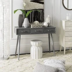 Albus 3 Drawer Console Table In Slate Grey - Safavieh CNS5701C