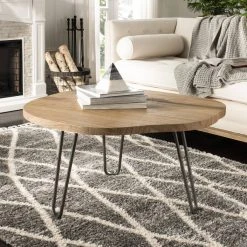 Dale Free Edge Coffee Table In Weathered Oak/Dark Steel - Safavieh COF6501A