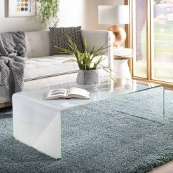 Crysta Ombre Glass Coffee Table In Clear/White - Safavieh COF7300B