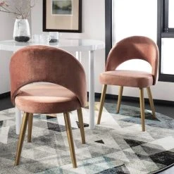Giani Retro Dining Chair In Dusty Rose/Gold (Set Of 2) - Safavieh DCH6201A-SET2