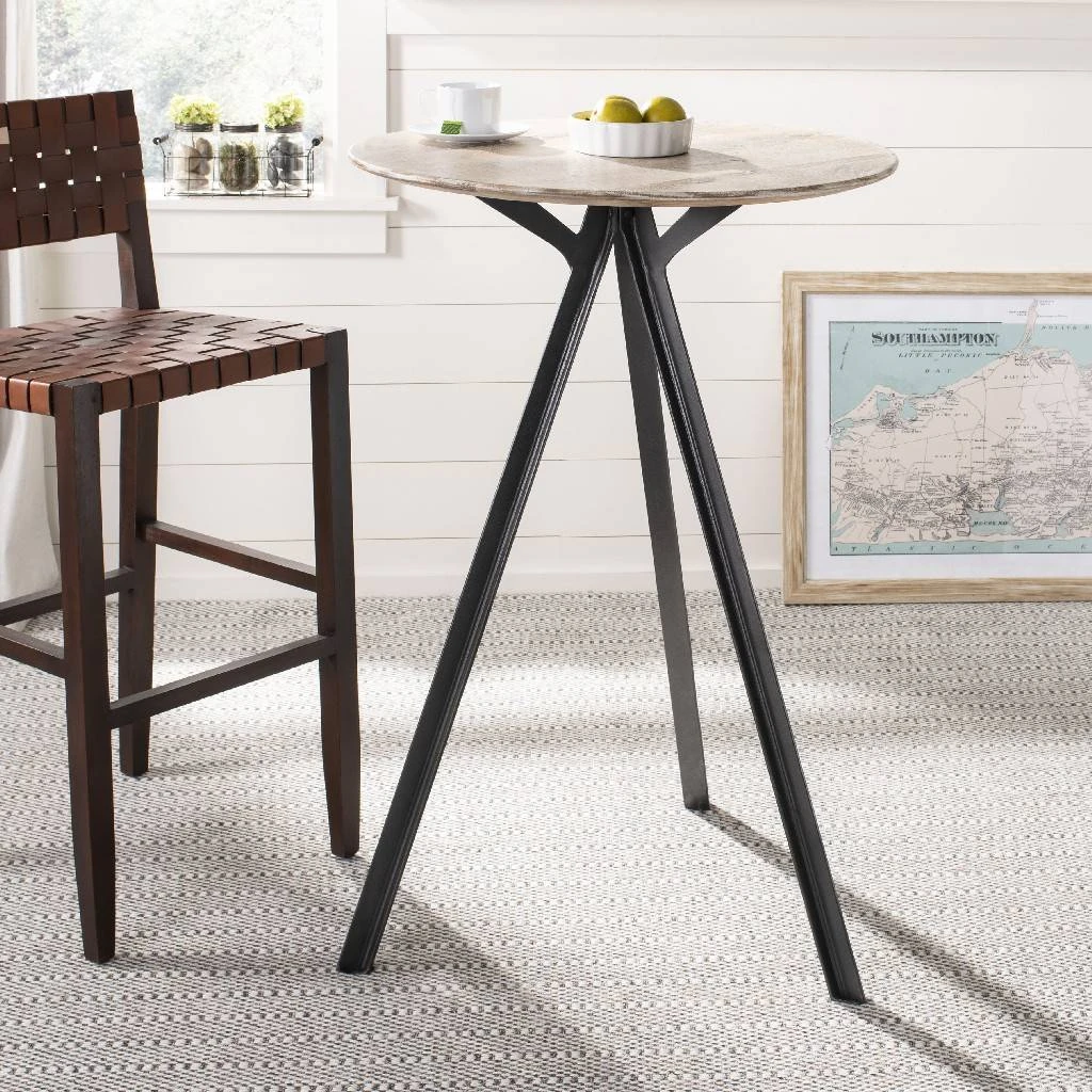 Axel Tripod Pub Table In Grey Wash/Black - Safavieh DTB3700A 3 Axel Tripod Pub Table In Grey Wash/Black - Safavieh DTB3700A