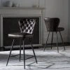 Ashby 26"H Mid Century Modern Leather Tufted Swivel Counter Stool In Brown/Black (Set Of 2) - Safavieh FOX1702A-SET2 -Safavieh Homeware 187 FOX1702A SET2 ROOM