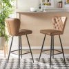 Aster 30"H Mid Century Modern Leather Tufted Bar Stool In Camel/Black (Set Of 2) - Safavieh FOX1703B-SET2 -Safavieh Homeware 187 FOX1703B SET2 ROOM