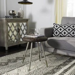 Brinley 30"H Mid Century Modern Stool In Dark Brown /Silver - Safavieh FOX1704B