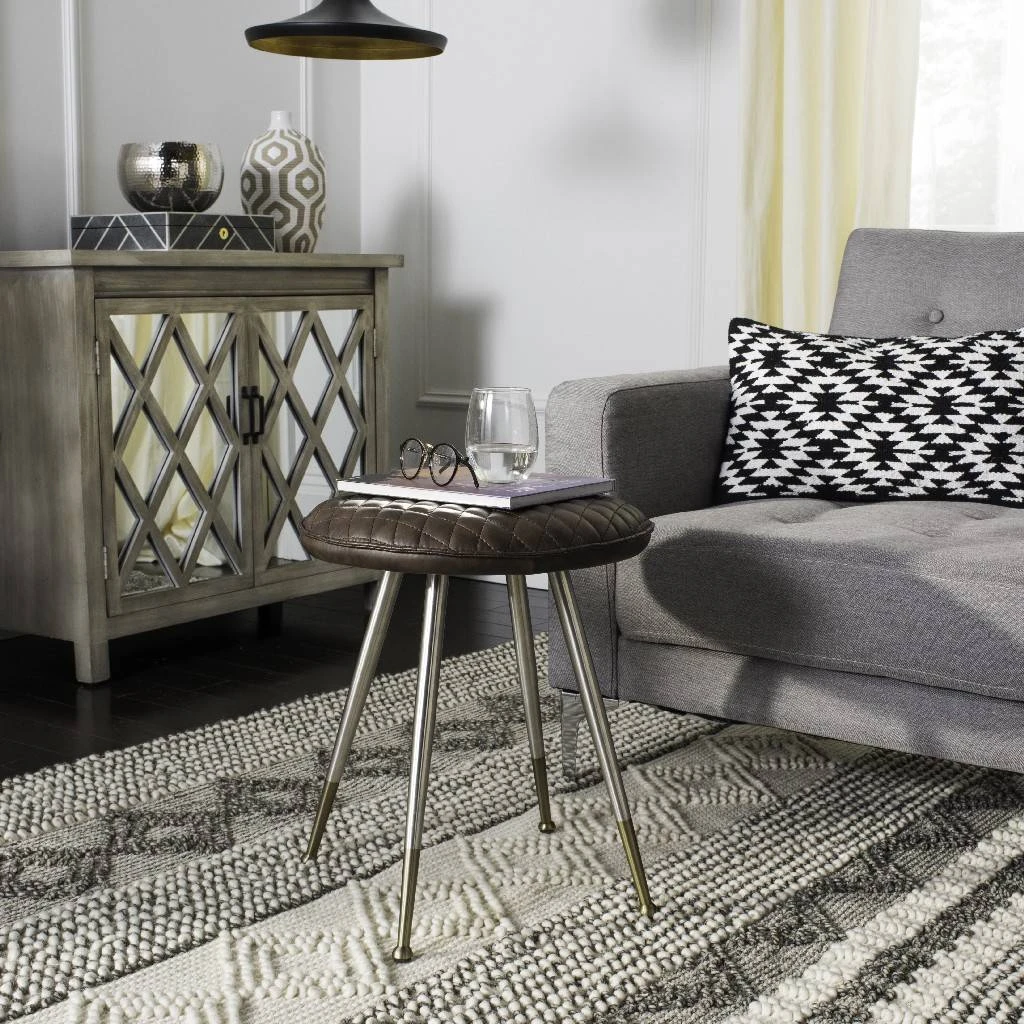 Brinley 30"H Mid Century Modern Stool In Dark Brown /Silver - Safavieh FOX1704B 3 Brinley 30"H Mid Century Modern Stool In Dark Brown /Silver - Safavieh FOX1704B