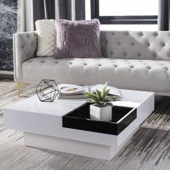 Wesley Coffee Table In White/Black - Safavieh FOX2213A