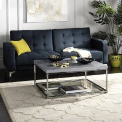 Malone Chrome High Gloss Coffee Table In Grey/Chrome - Safavieh FOX2214C