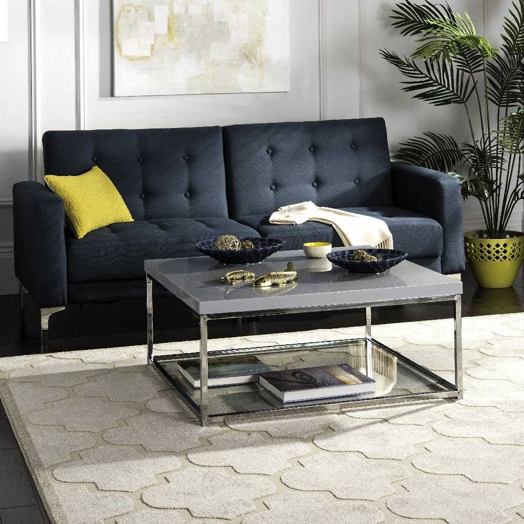 Malone Chrome High Gloss Coffee Table In Grey/Chrome - Safavieh FOX2214C 3 Malone Chrome High Gloss Coffee Table In Grey/Chrome - Safavieh FOX2214C
