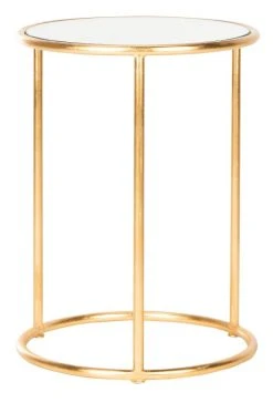Shay Glass Top Gold Leaf Accent Table In Gold - Safavieh FOX2523A