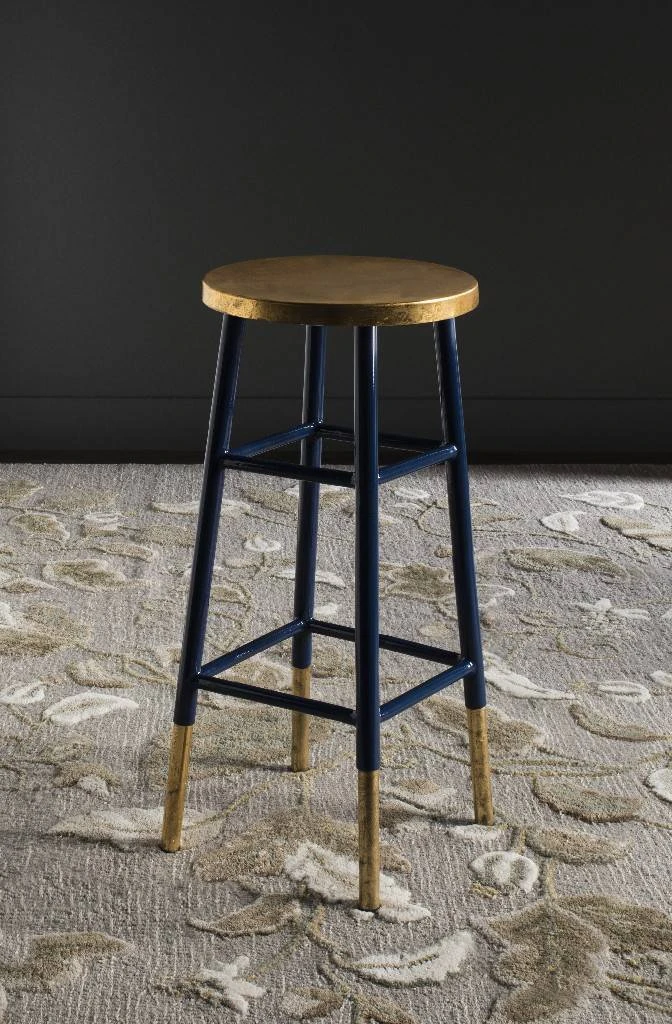 Emery Dipped Gold Leaf Bar Stool In Navy/Gold - Safavieh FOX3230A 3 Emery Dipped Gold Leaf Bar Stool In Navy/Gold - Safavieh FOX3230A