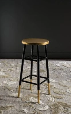 Emery Dipped Gold Leaf Bar Stool In Black/Gold - Safavieh FOX3230C