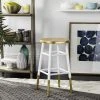 Emery Dipped Gold Leaf Counter Stool In White/Gold - Safavieh FOX3231D -Safavieh Homeware 187 FOX3231D ROOM