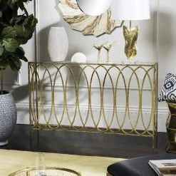 Carina Oval Ringed Console Table In Gold - Safavieh FOX3256A