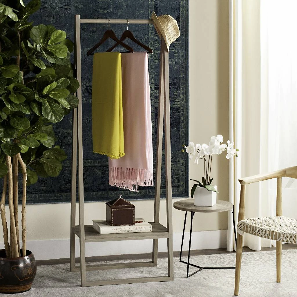 Afia 67'' Retro Mid Century Coat Rack In Light Grey - Safavieh FOX4234A 3 Afia 67'' Retro Mid Century Coat Rack In Light Grey - Safavieh FOX4234A