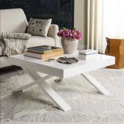 Harrison Mid Century Scandinavian Coffee Table In White - Safavieh FOX4239A